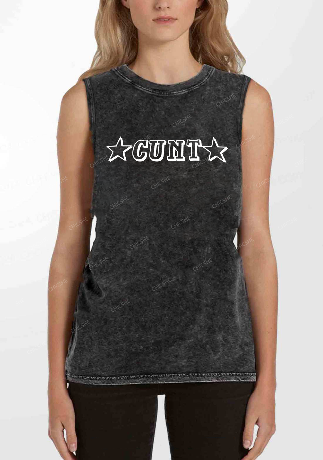 Star Count Y2K Washed Tank Chicshe