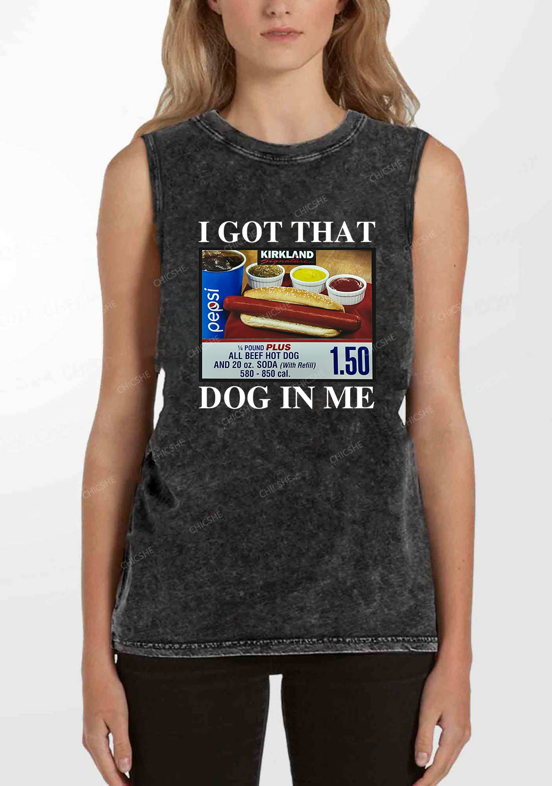 I Got That Hot Dog In Me Y2K Washed Tank Chicshe