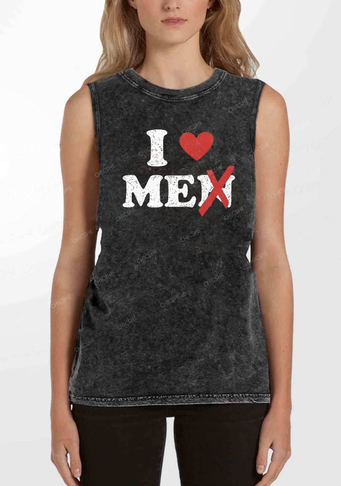 Love Me Not Men Y2K Washed Tank Chicshe