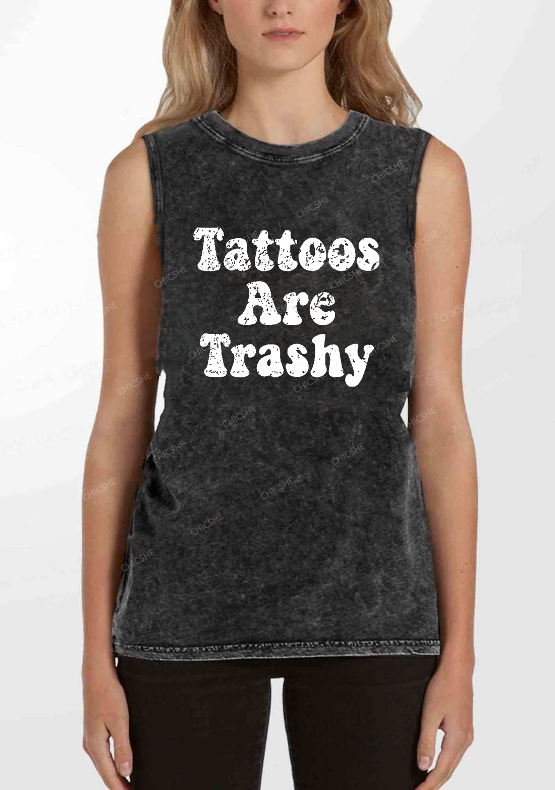 Tattoos Are Trashy Y2K Washed Tank Chicshe