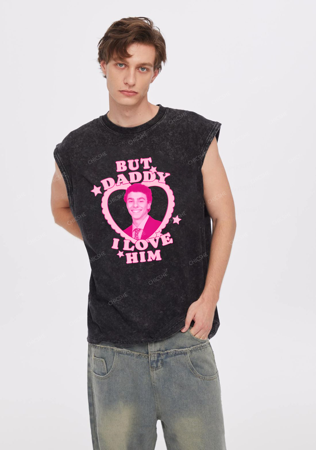 Daddy I Love Him Luigi Y2K Washed Tank Chicshe