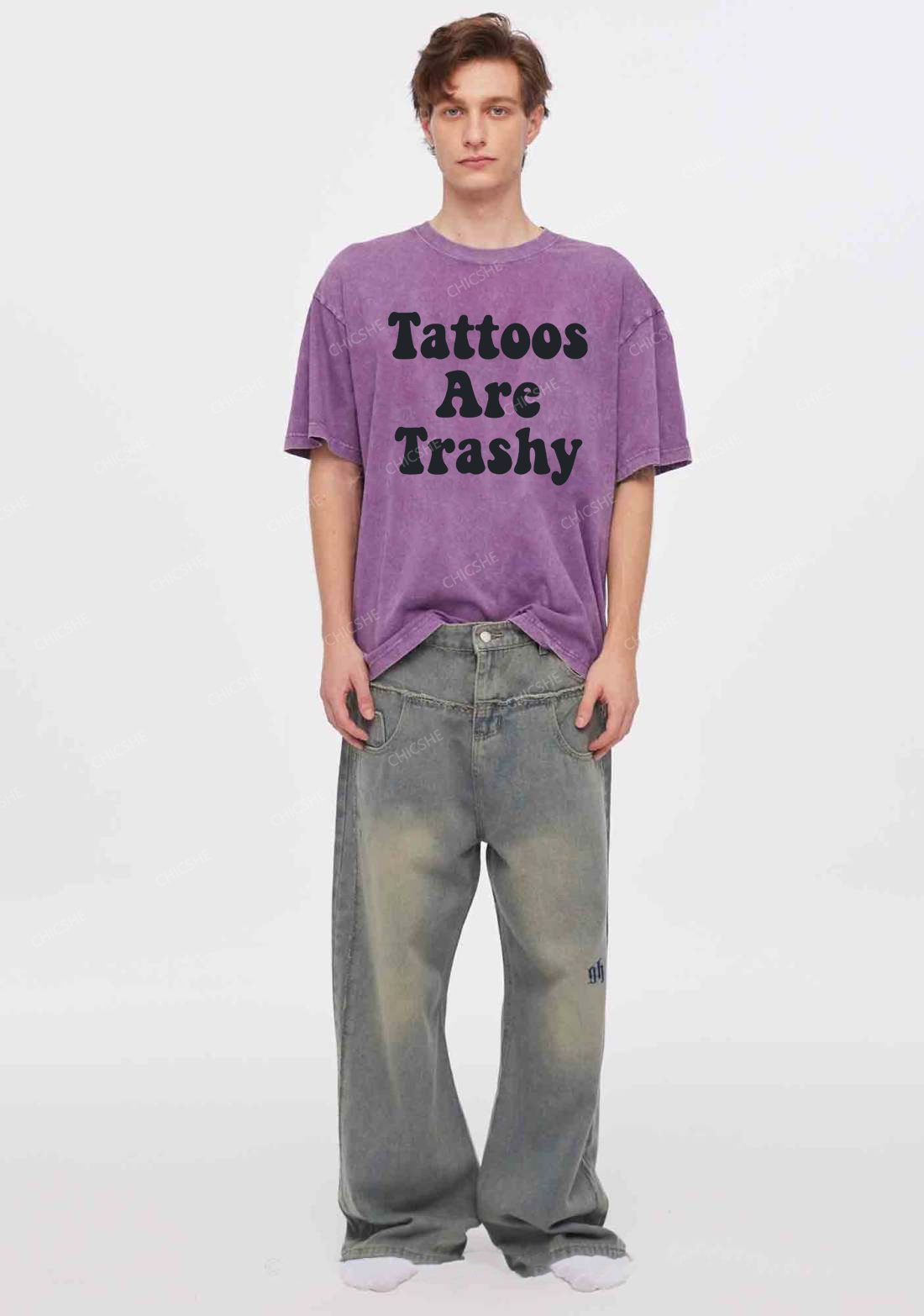 Tattoos Are Trashy Y2K Washed Tee Chicshe