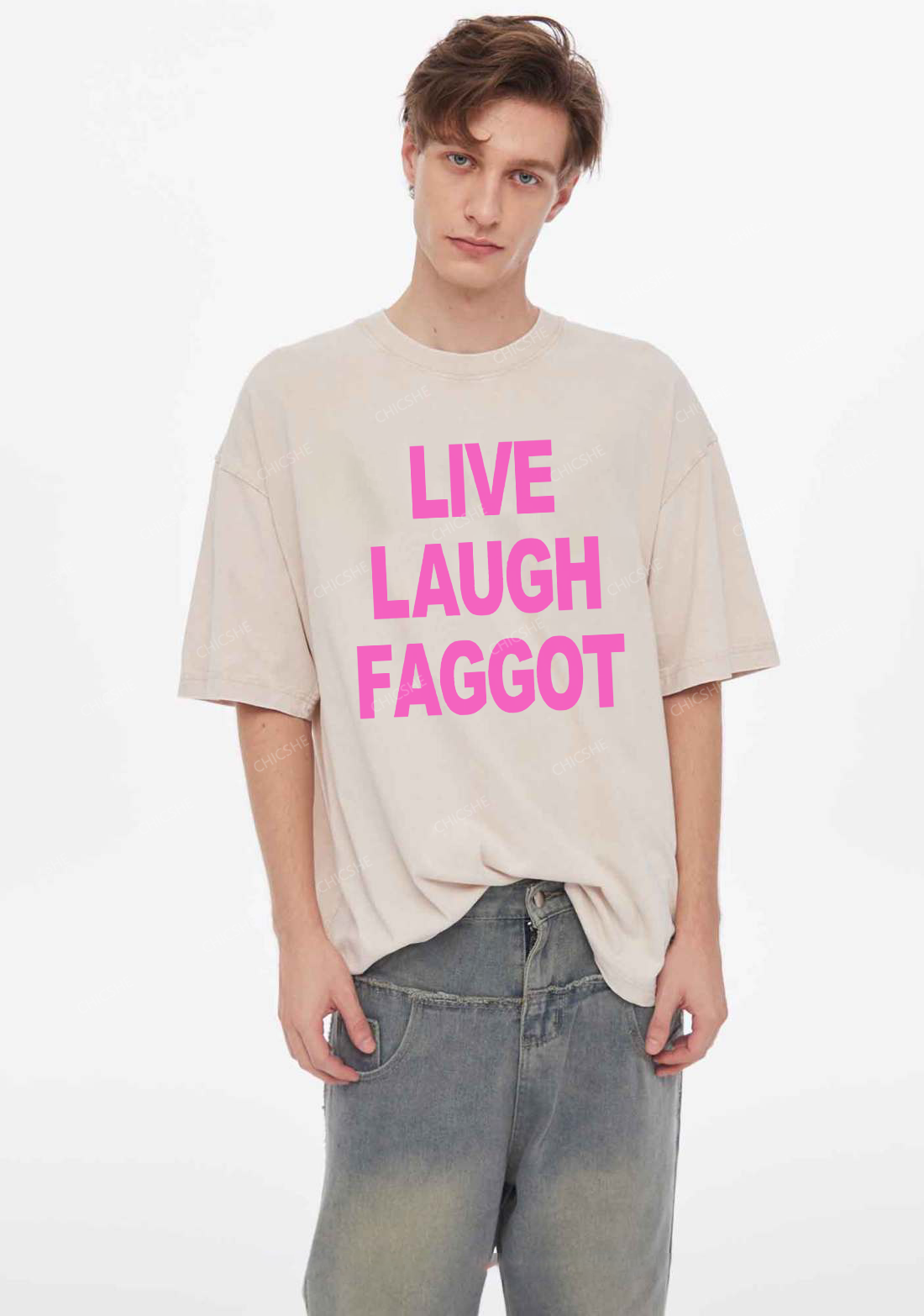 Live Laugh Faggot Pride Y2K Shirts Washed Tee Chicshe