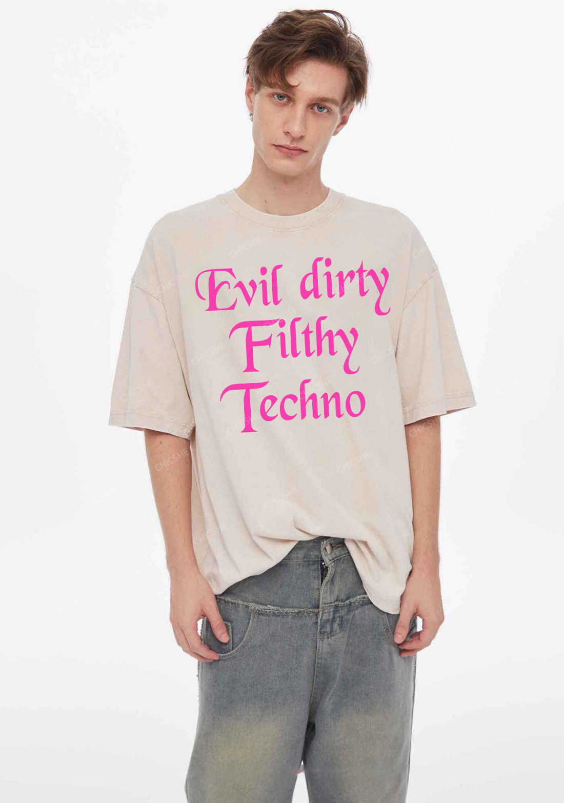 Evil Dirty Filthy Techno Y2K Shirts Washed Tee Chicshe