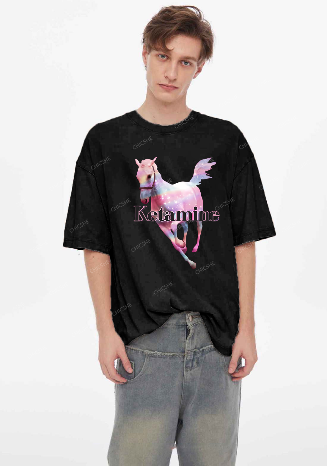 Pink Horse Y2K Washed Tee Chicshe