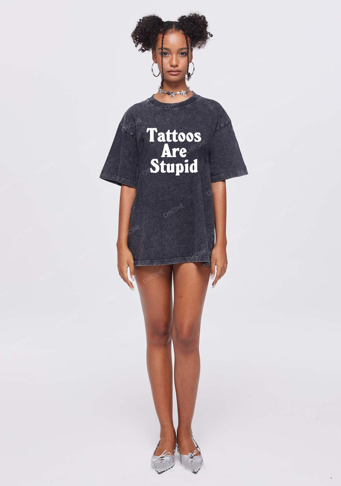 Tattoos Are Stupid Y2K Washed Tee Chicshe
