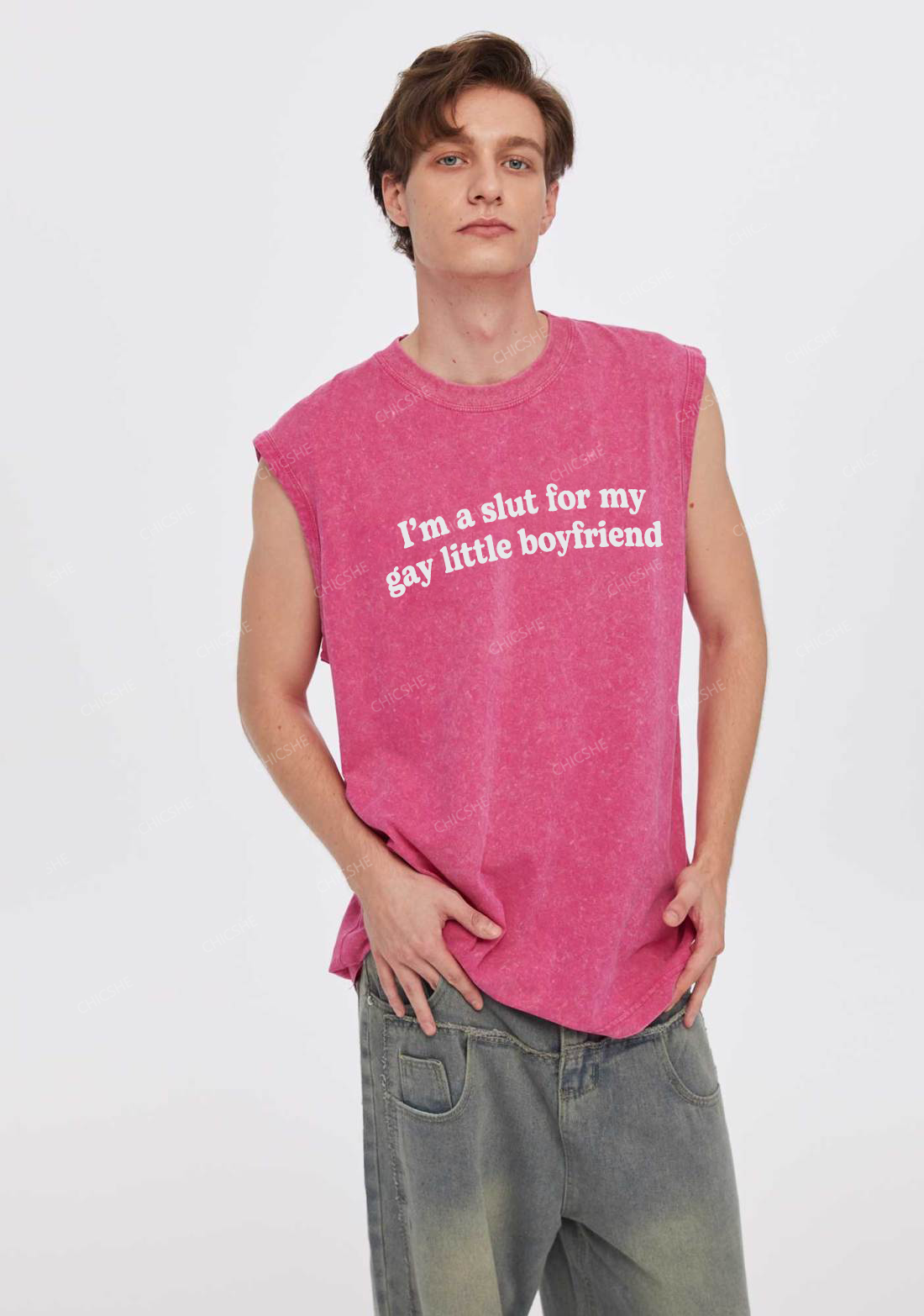 Slxt For My Gay BF Y2K Valentine's Day Washed Tank Chicshe