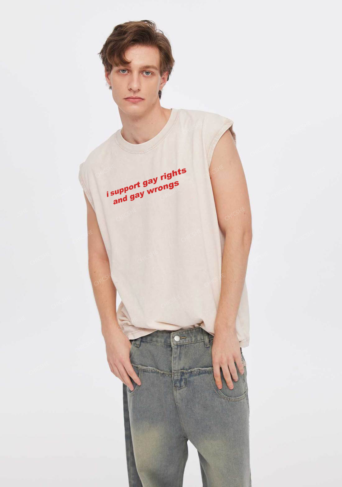 Support Gay Rights Y2K Washed Tank Chicshe