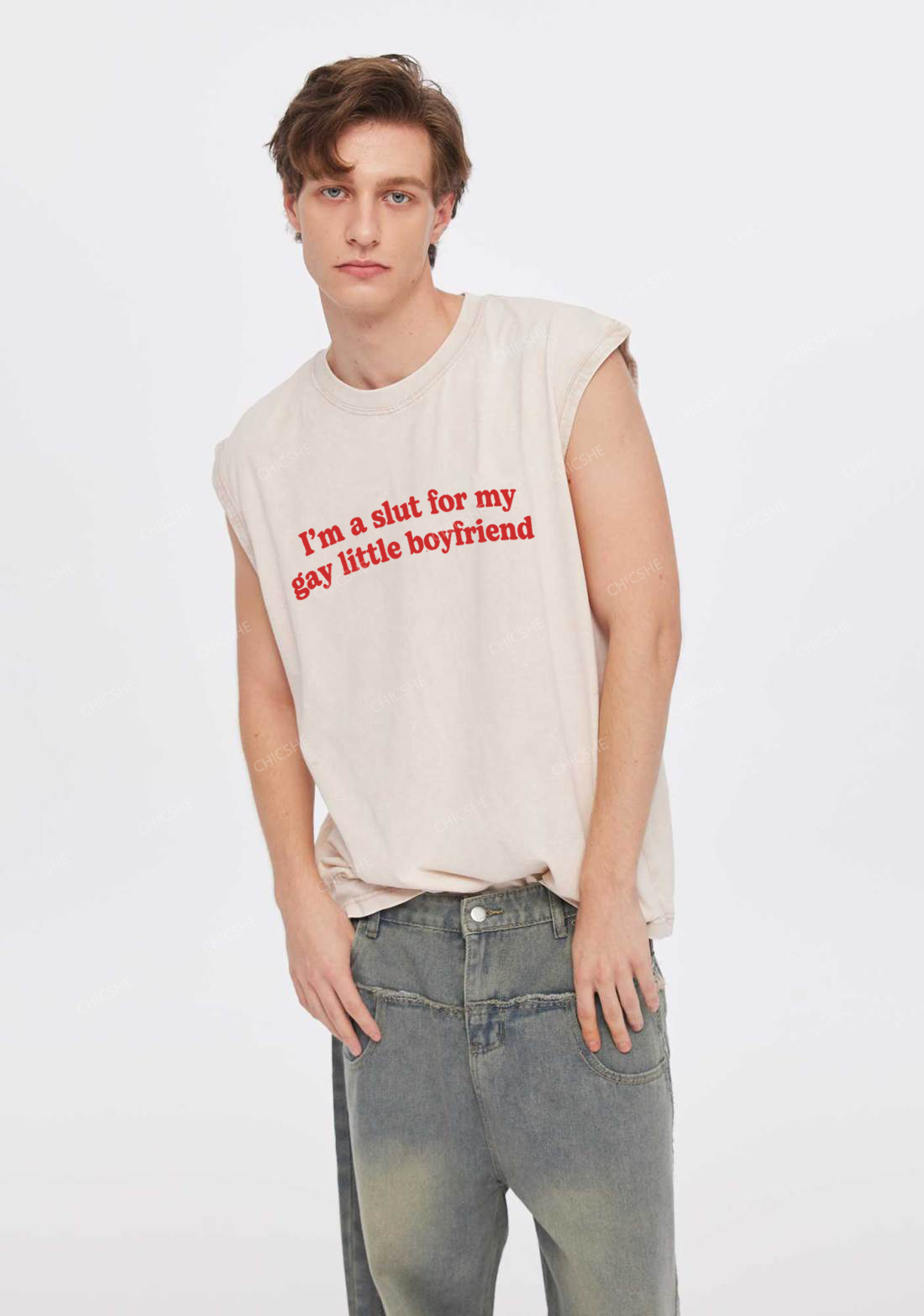 Slxt For My Gay BF Y2K Valentine's Day Washed Tank Chicshe