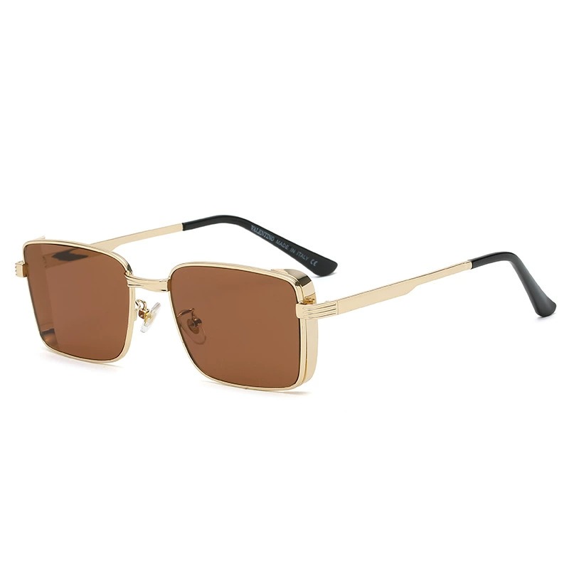 Retro Metal Square Eyewear Square Frame Sunglasses with Colorful Lens