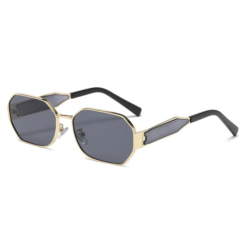 Vintage Sunglasses Gold Square Small Metal frame Brown Lens 90s