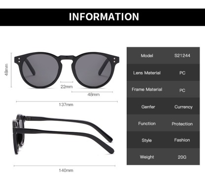 Round Sunglasses Classic Small Lightweight Frame Chic Style 