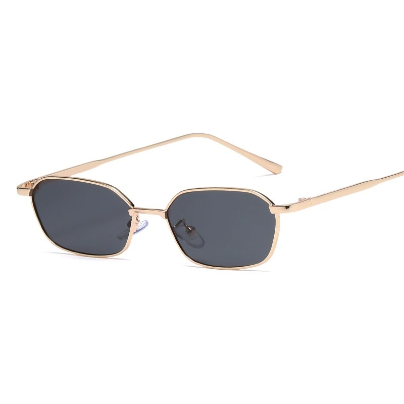 Square Sunglasses Thin 90's Vibe Gold Black Metal Glasses