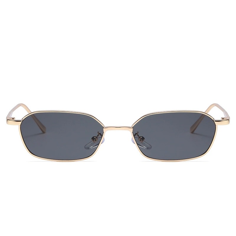 Square Sunglasses Thin 90's Vibe Gold Black Metal Glasses