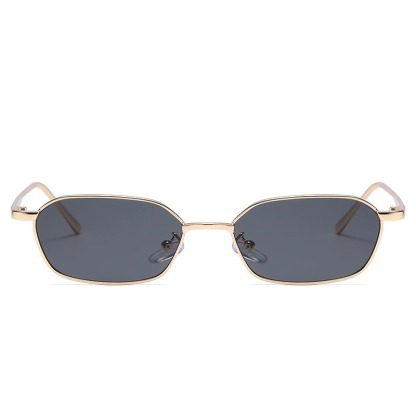 Square Sunglasses Thin 90's Vibe Gold Black Metal Glasses