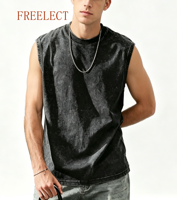 Unisex sleeveless vest, loose fit  casual basic sports vest  streetwear  Freelect