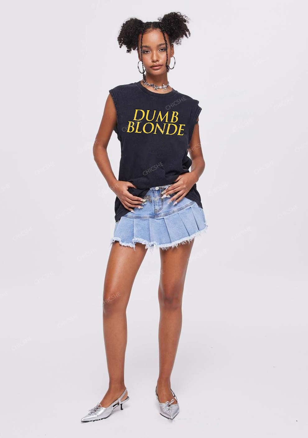 Dumb Blonde Y2K Washed Tank Chicshe