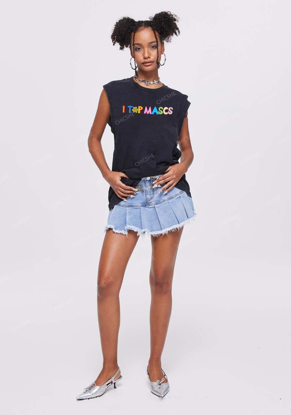 I Top Mascs Y2K Washed Tank Chicshe