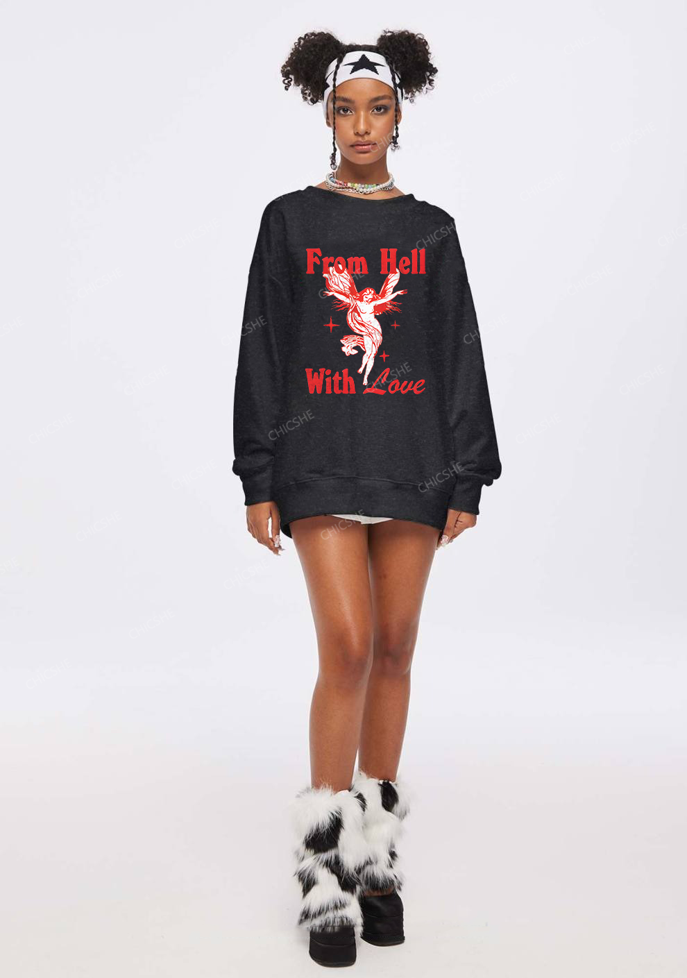 From Hell With Love Y2K Washed Sweatshirts Chicshe