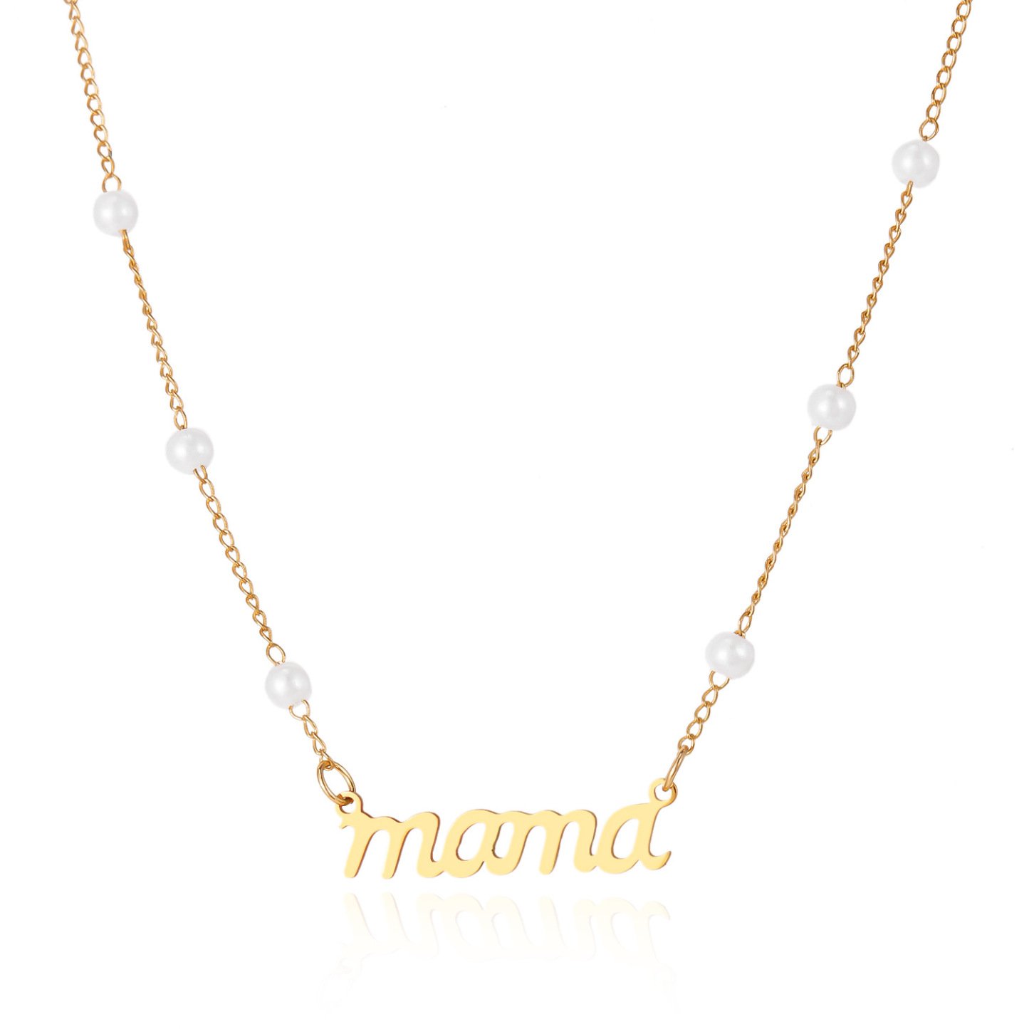 French Retro Style Letter Mama Pearl Bracelet Necklace