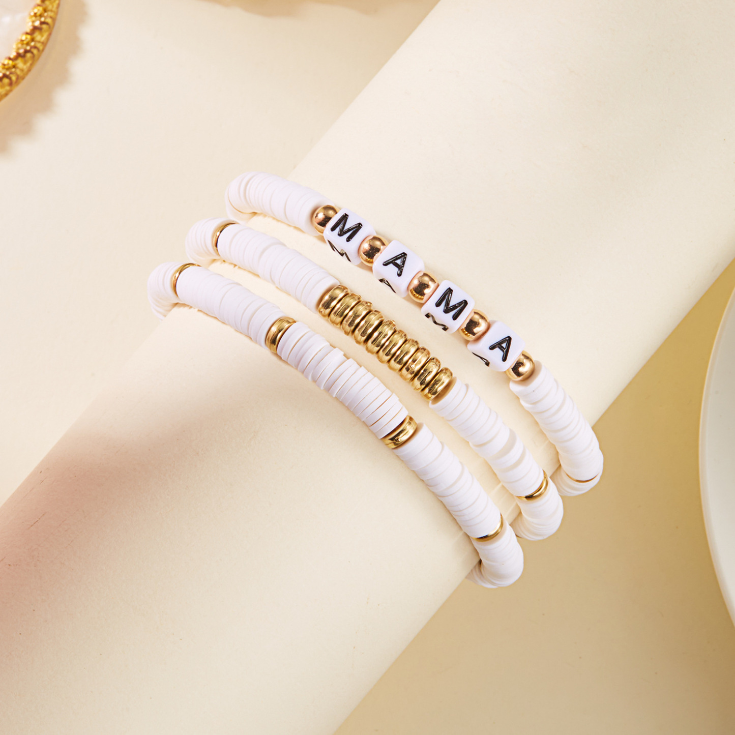 Polymer Clay Handmade Woven Bracelet For Mama