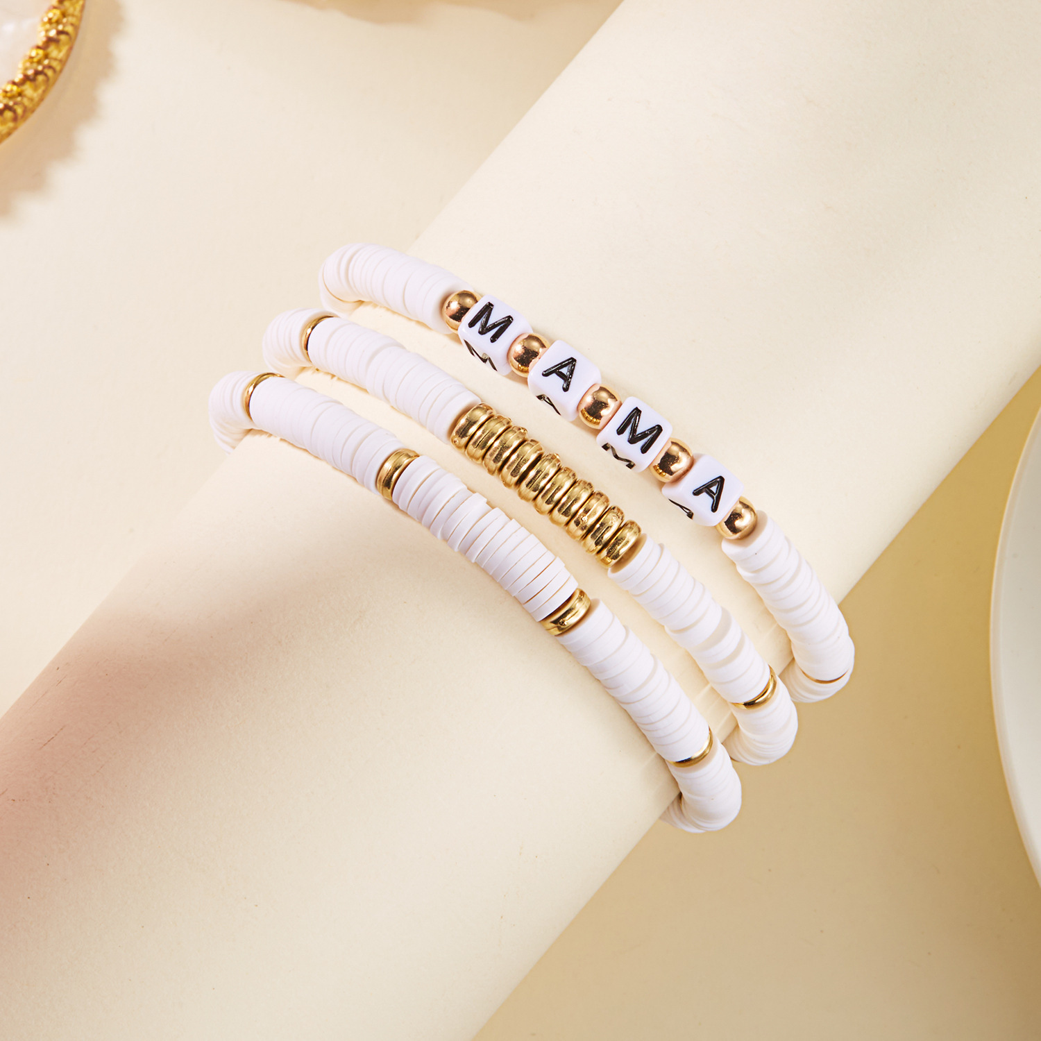 Polymer Clay Handmade Woven Bracelet For Mama