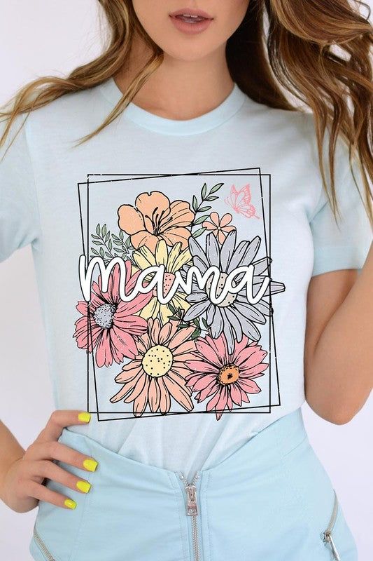 Mom Letter Flower Print T-shirt