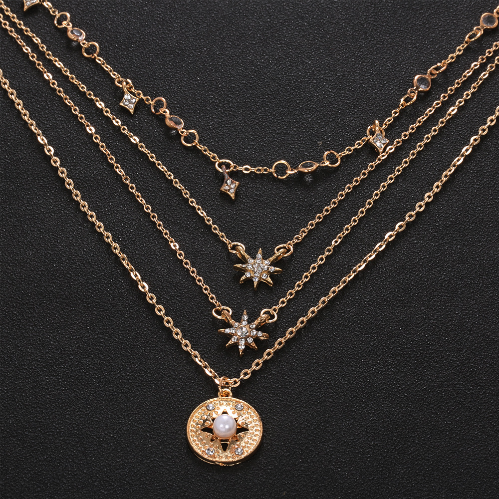 Bohemian Fashion Full Diamond Starlight Multi-Layers Necklace