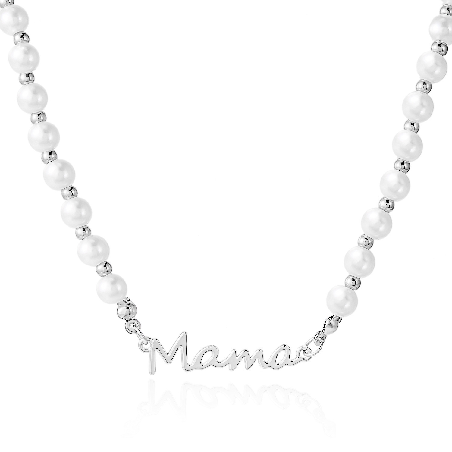 French Retro Style Letter Mama Pearl Bracelet Necklace