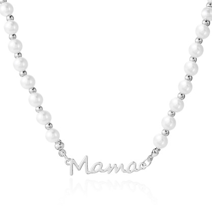 French Retro Style Letter Mama Pearl Bracelet Necklace