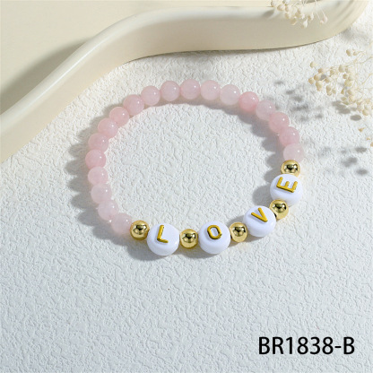 Simple Pink Gemstone Bracelet Mama