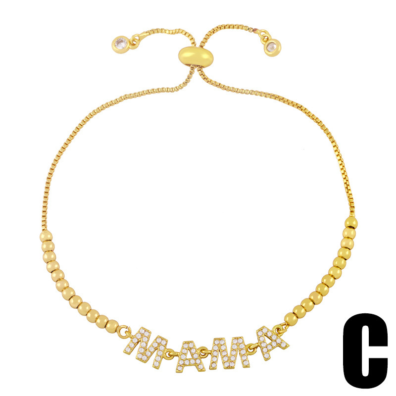 Creative Zircon-Inlaid Letter Mama Stitching Pull-Out Bracelet