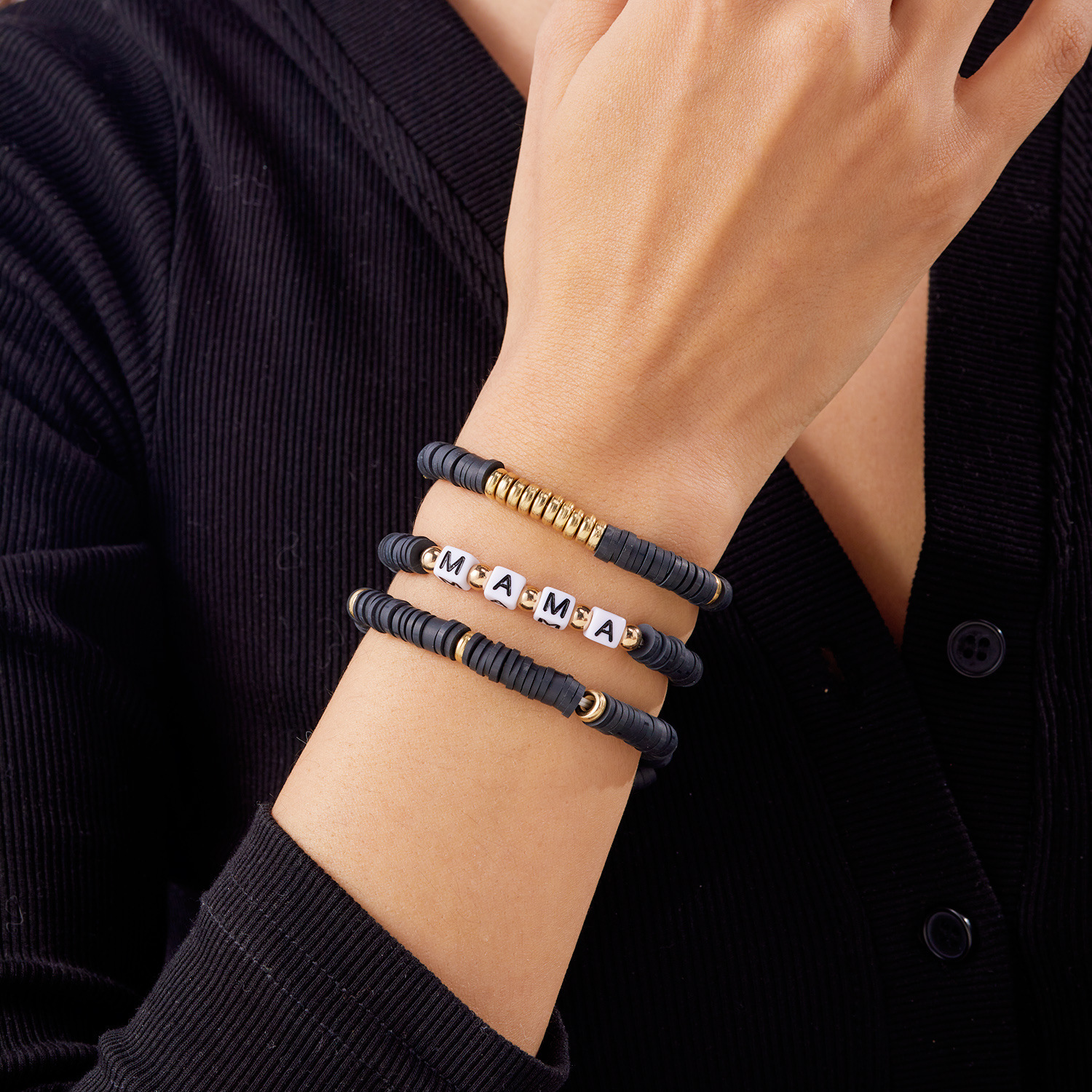 Polymer Clay Handmade Woven Bracelet For Mama