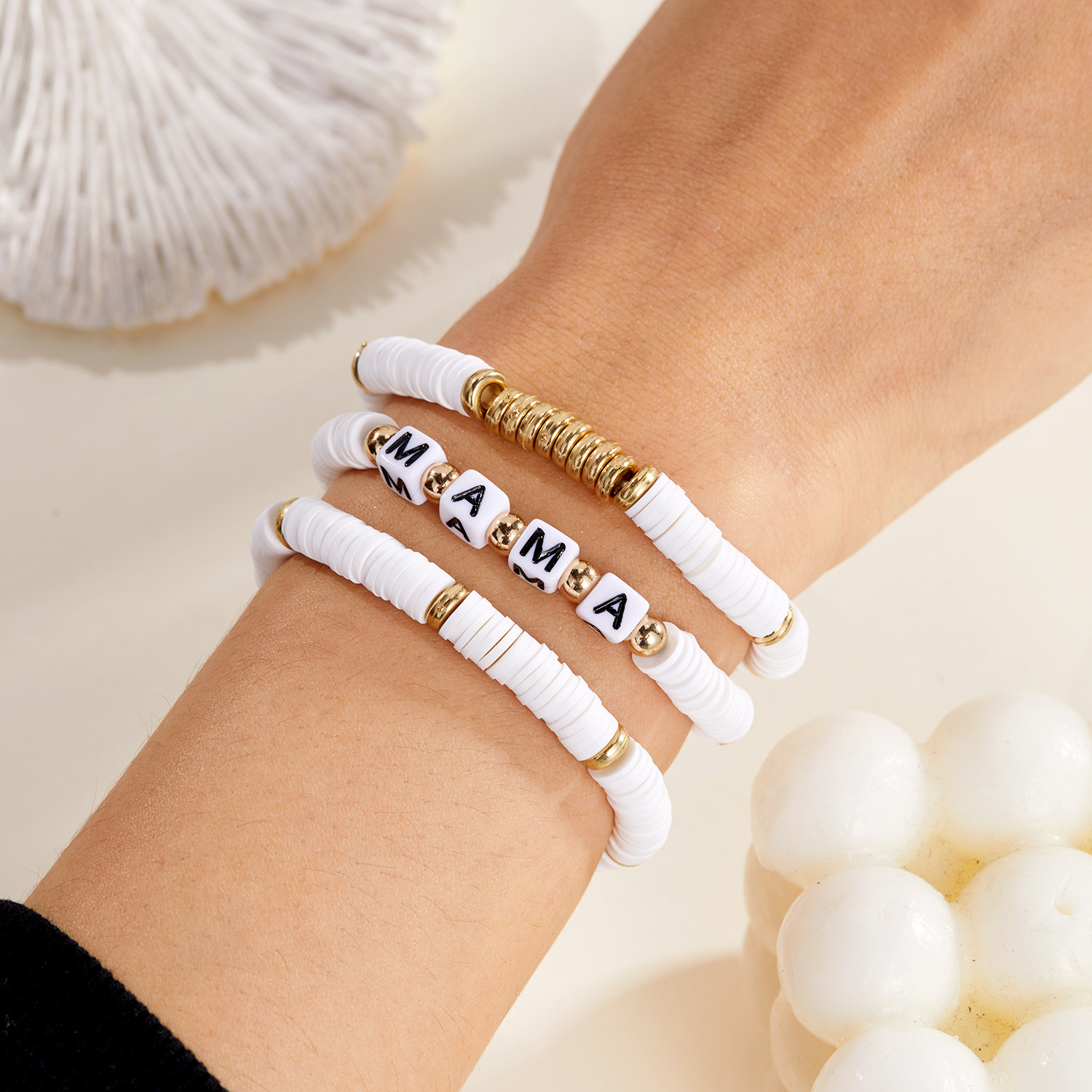 Polymer Clay Handmade Woven Bracelet For Mama