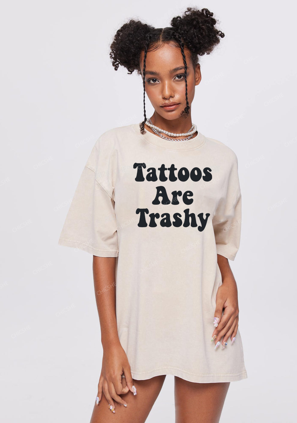 Tattoos Are Trashy Y2K Washed Tee Chicshe