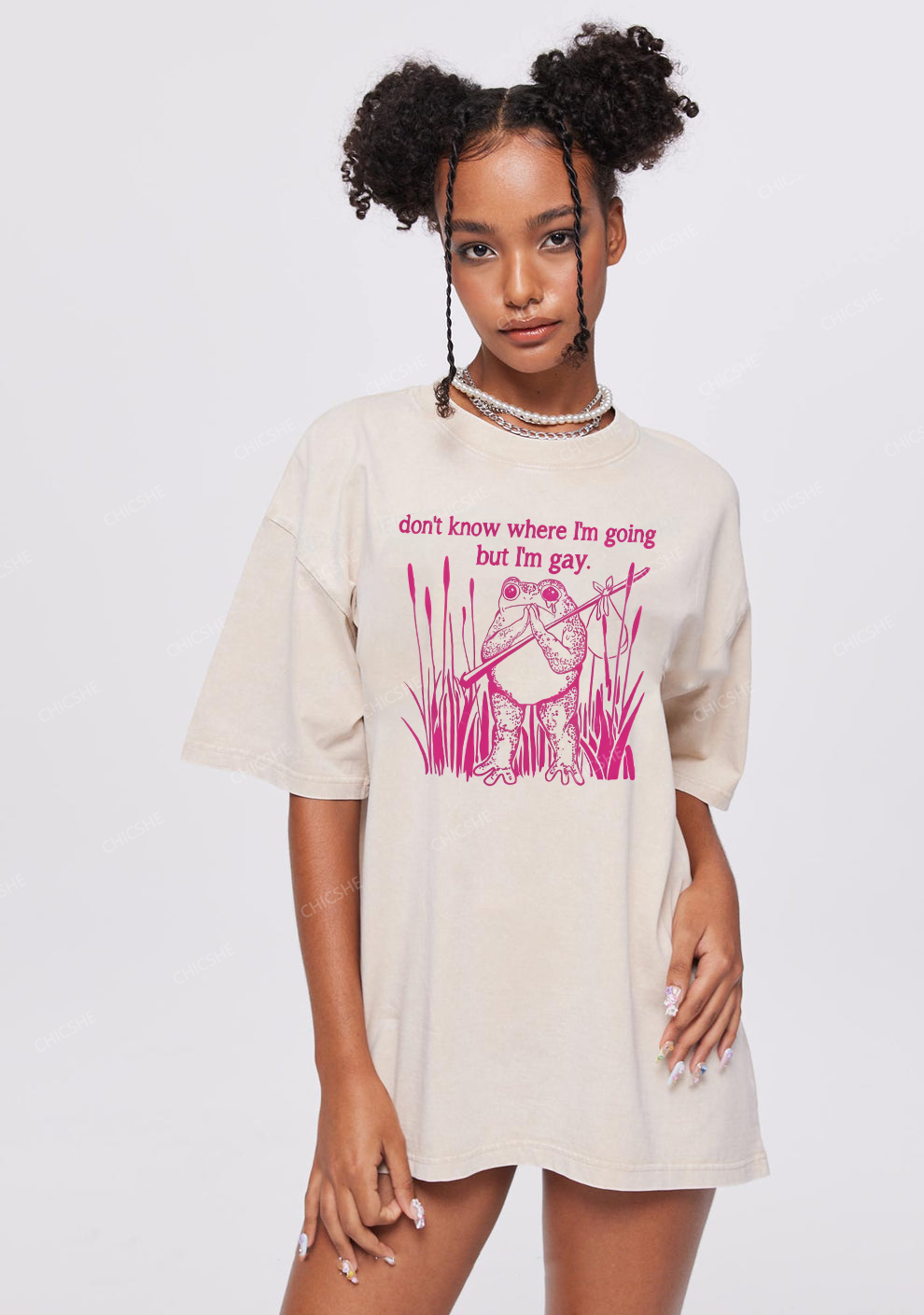 But I Am Gay Frog Pride Y2K Washed Tee Chicshe
