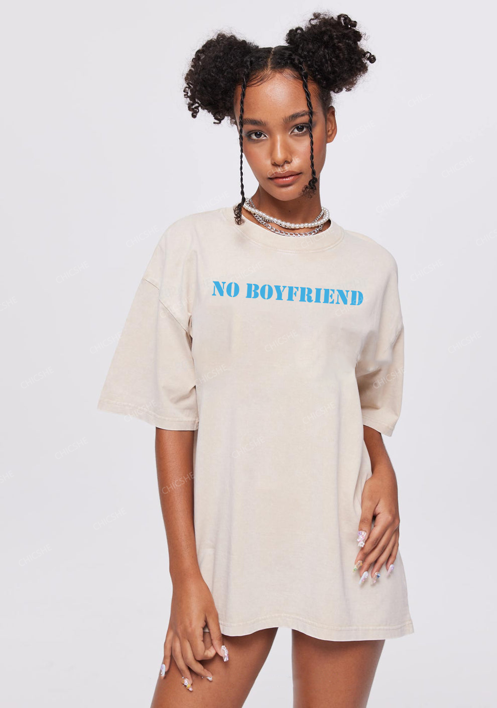 Chicshe No Boyfriend Y2K Shirts Washed Tee