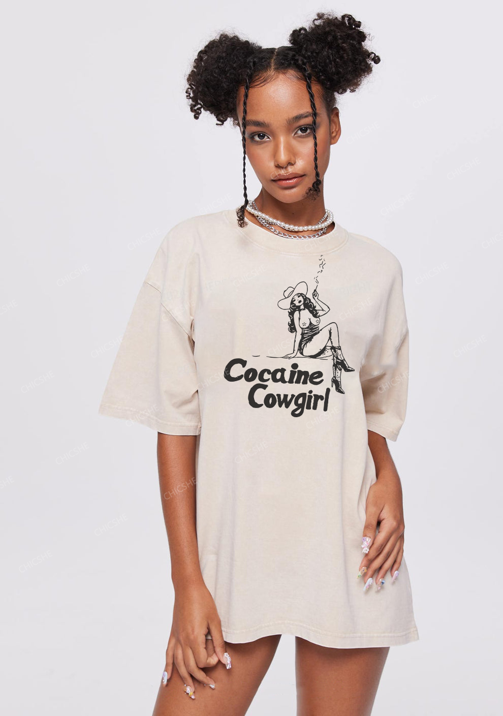 Cola Cowgirl Y2K Shirts Washed Tee Chicshe