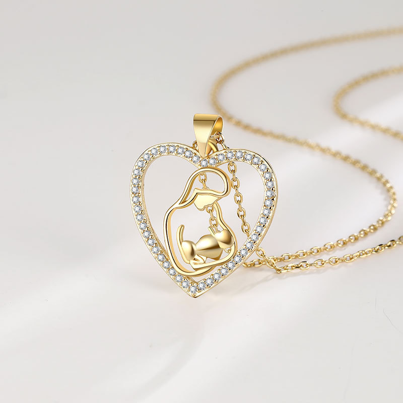 Mother Zircon Heart Necklace