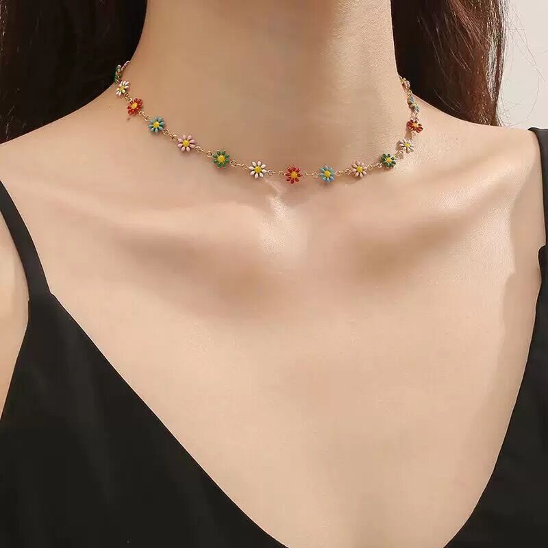 Colorful Daisy Necklace And Bracelet