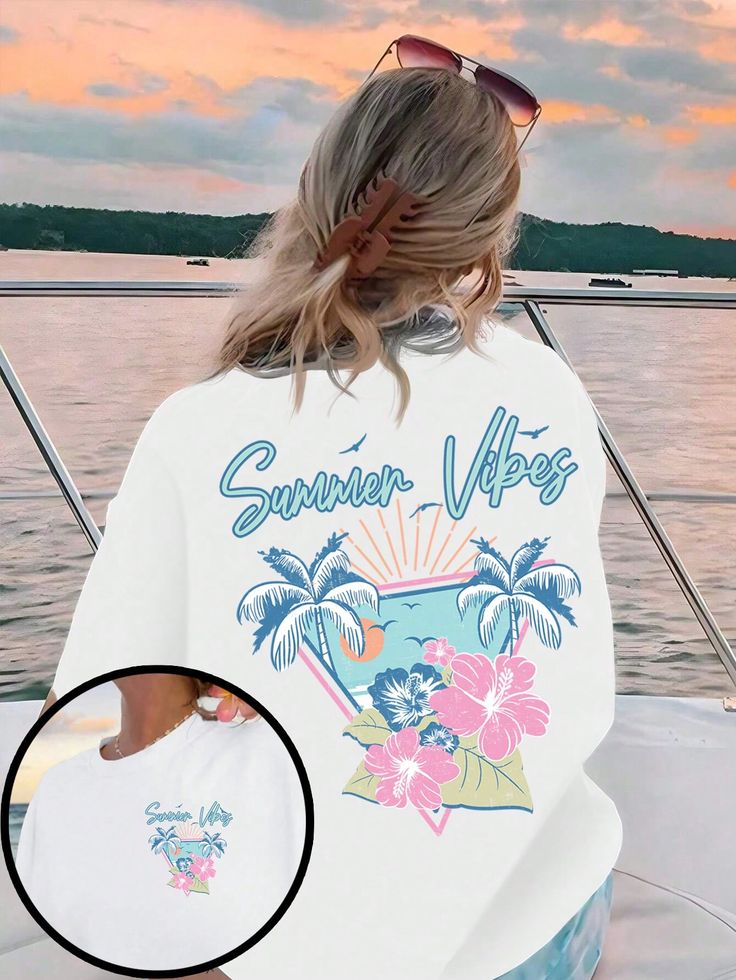 Summer Vibes Flower Beach Tee Summer Graphic Tee