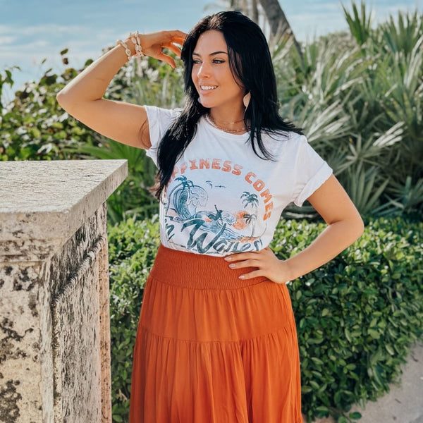 Happiness Comes In Waves Tee Beach Tee