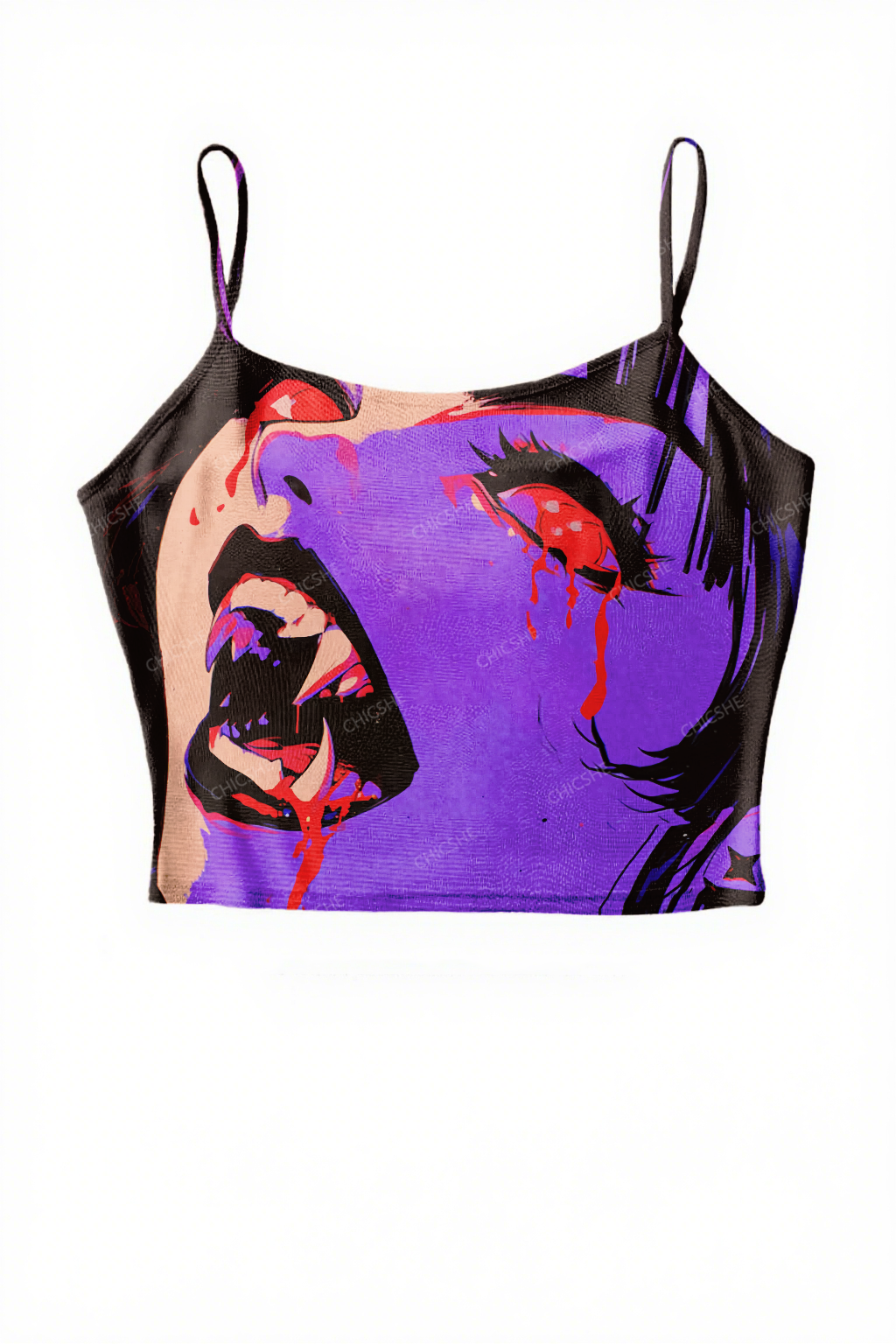 Halloween Screaming Ghost Y2K Print Mesh Cami Tank Chicshe 