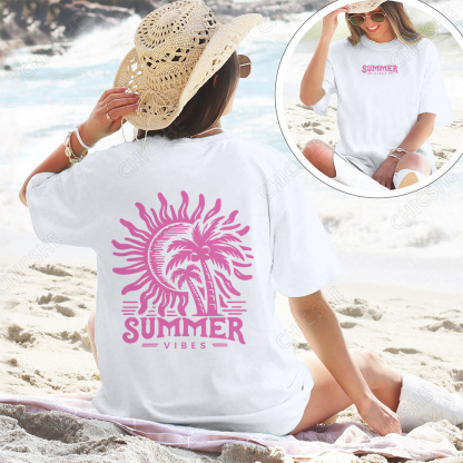 Summer Vibes Beach Back Printed Tee
