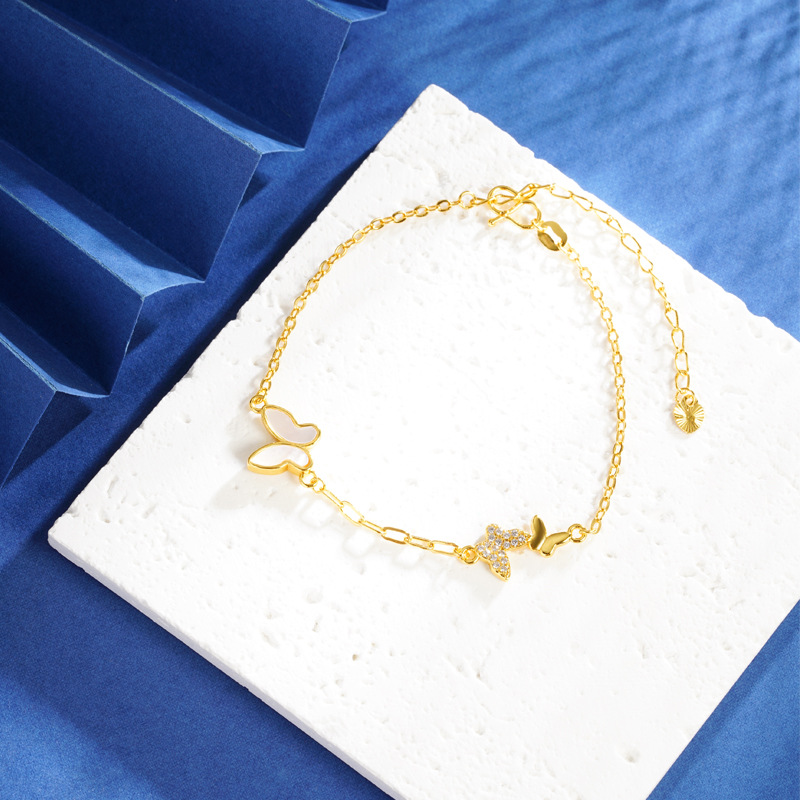 Gold Mother-of-Pearl Butterfly Bracelet