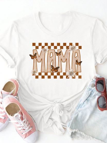  Mom Letter Butterfly Flower Print 