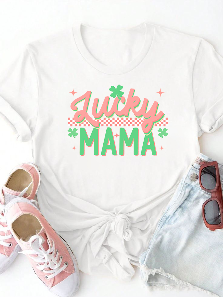 Lucky Mom Letter Print 
