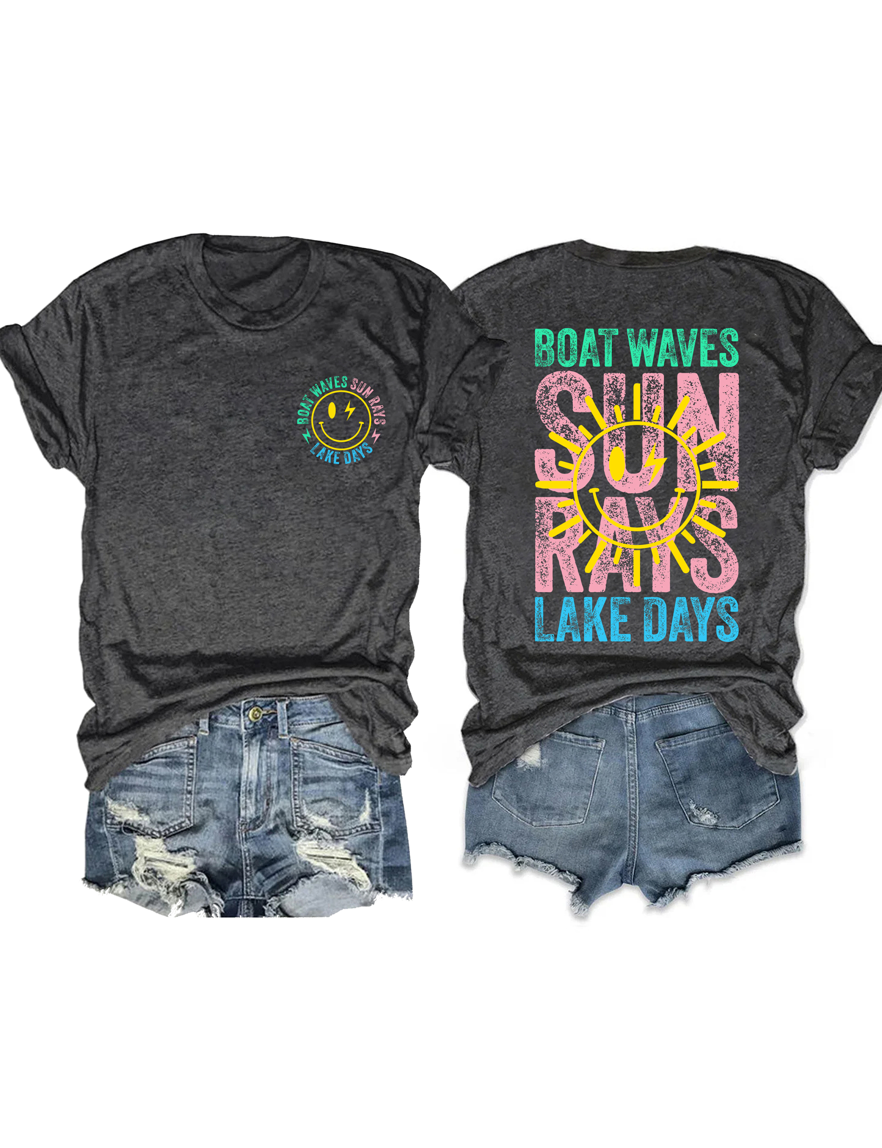 Boat Waves Sun Rays Lake Days T-shirt
