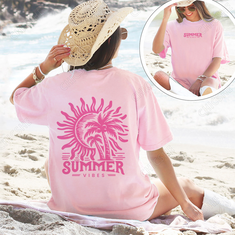 Summer Vibes Beach Back Printed Tee