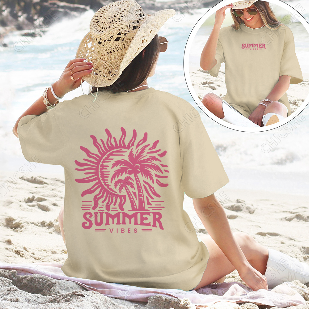 Summer Vibes Beach Back Printed Tee